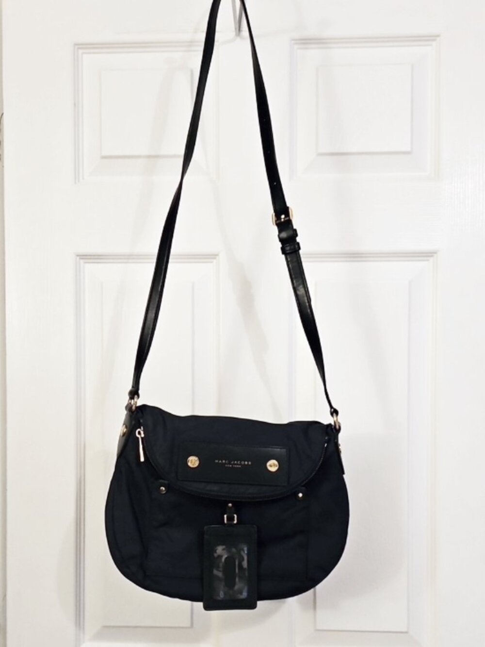 Marc Jacobs Navy Crossbody with Gold Hardware and ID Window